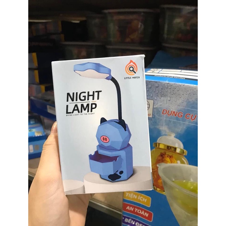 Đèn học mini để bàn chống cận-tích điện-có ngăn kéo để đồ và chống đỡ điện thoại siêu tiện ích