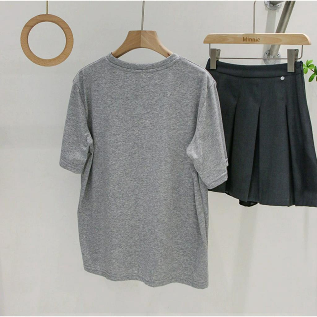 Xiaozhainv Áo Thun Mùa Hè Tay Ngắn Dáng Rộng In Hoạ Tiết Đơn Giản Phong Cách Hàn Quốc Cho Nữ Size S-3XL