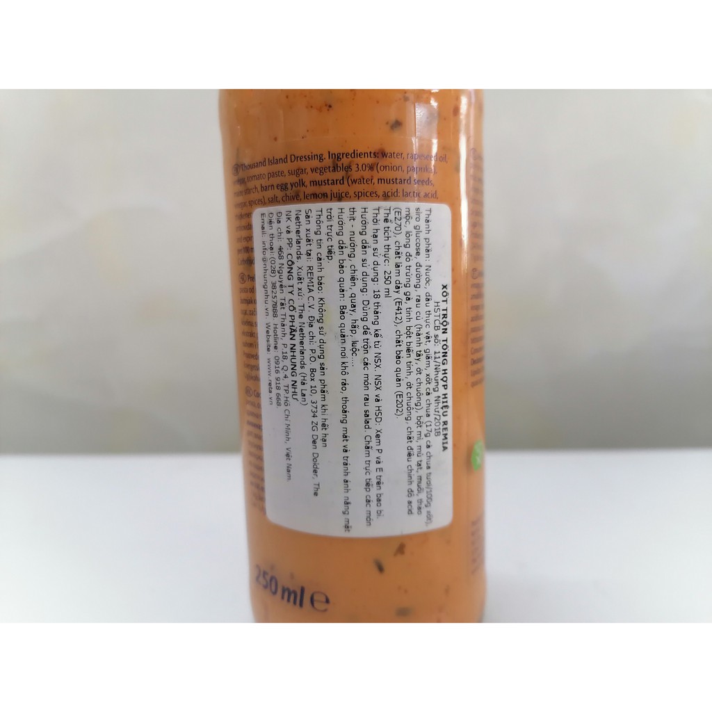 [250ml - Thousand Island] Xốt trộn tổng hợp [Netherlands] REMIA Dressing (nhn-hk)