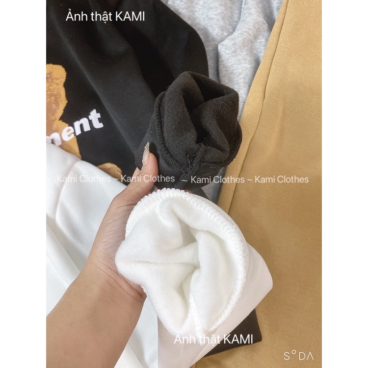 Set Bộ Nỉ Bông Áo Hoodie Dài Tay chất nỉ bông hình gấu Graviment kèm quần jogger bo gấu - KAMI Clothes