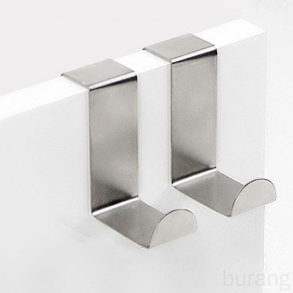 Set 2 móc treo đồ gắn cửa tủ bằng thép không gỉ tiện dụng cho nhà bếp/văn phòng