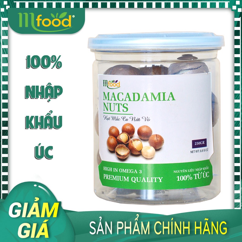 Macca Nứt Vỏ Tự Nhiên Hũ 250g - Thương Hiệu MFOOD