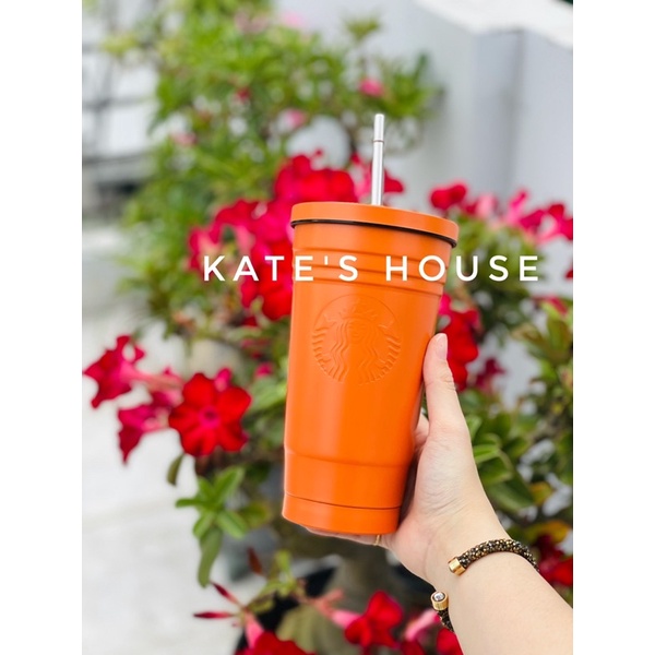 Ly inox kèm ống hút dung tích 473ml