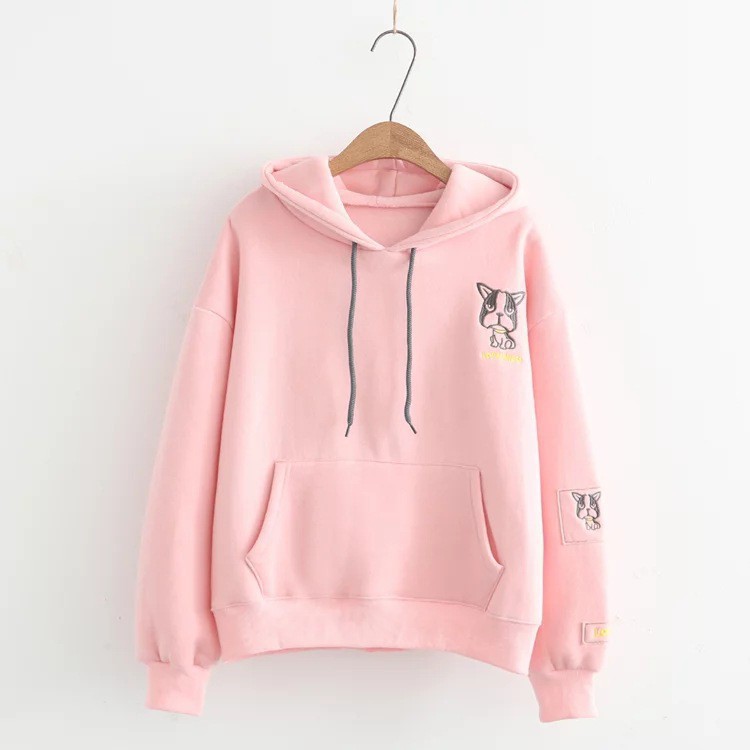 Áo khoác nỉ hoodie thời trang nữ thêu hình cún cute (nhiều màu) | BigBuy360 - bigbuy360.vn