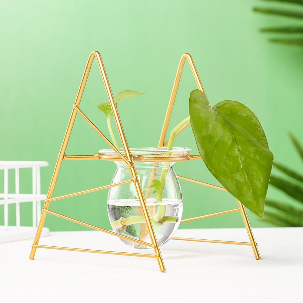 HECCEH Bình Hoa Thủy Canh Bằng Sắt Họa Tiết Hình Học Trang Trí Nhà Cửa