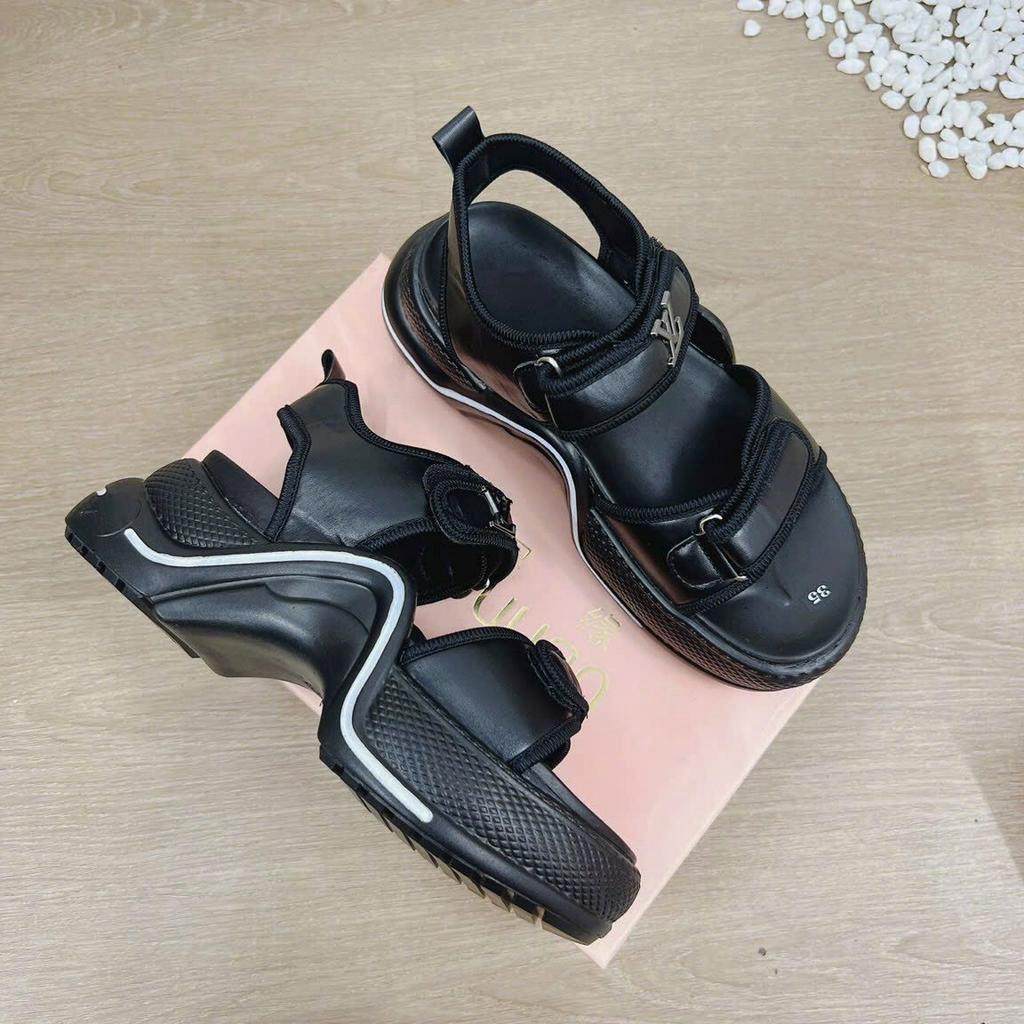 Dép sandal nữ đế cao 5cm lv full box đủ size 35 - 39, Dép xăng - đan nữ cao cấp hàng mới 2023