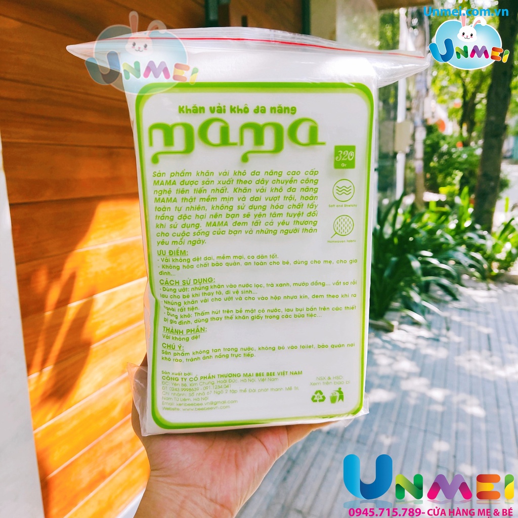 Khăn Vải Khô đa năng Mama 320gr - Vải Dập Nổi 3D - Không Mùi - Kháng Khuẩn-Khăn Khô-Mẹ và Bé Unmei