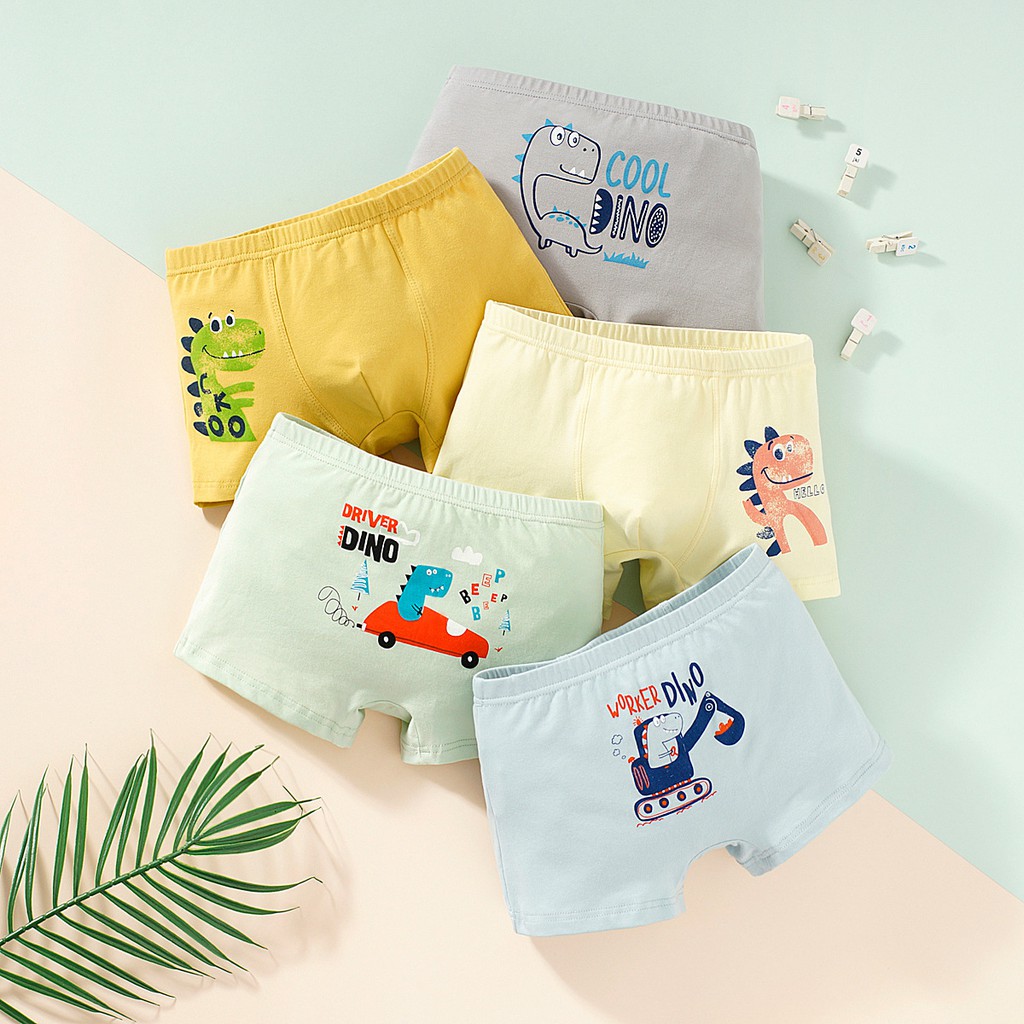 Set 5 quần chip đùi cotton cho bé trai Áo Lá Homewear size 12kg-35kg