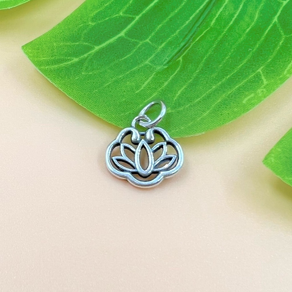 Charm móc treo hoa sen cách điệu hình mây - Charm Bạc 925 - Mã CA875
