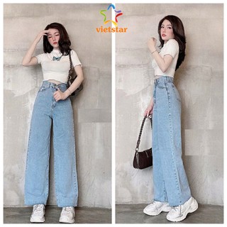 Set Áo Croptop Bướm Và Quần Jean Ống Rộng - VIET_STAR