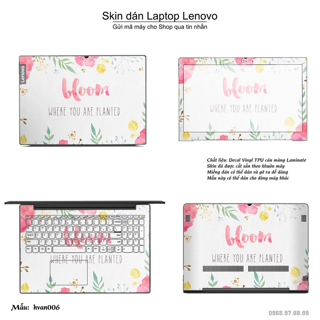 Skin dán Laptop Lenovo in hình Hoa văn (inbox mã máy cho Shop)