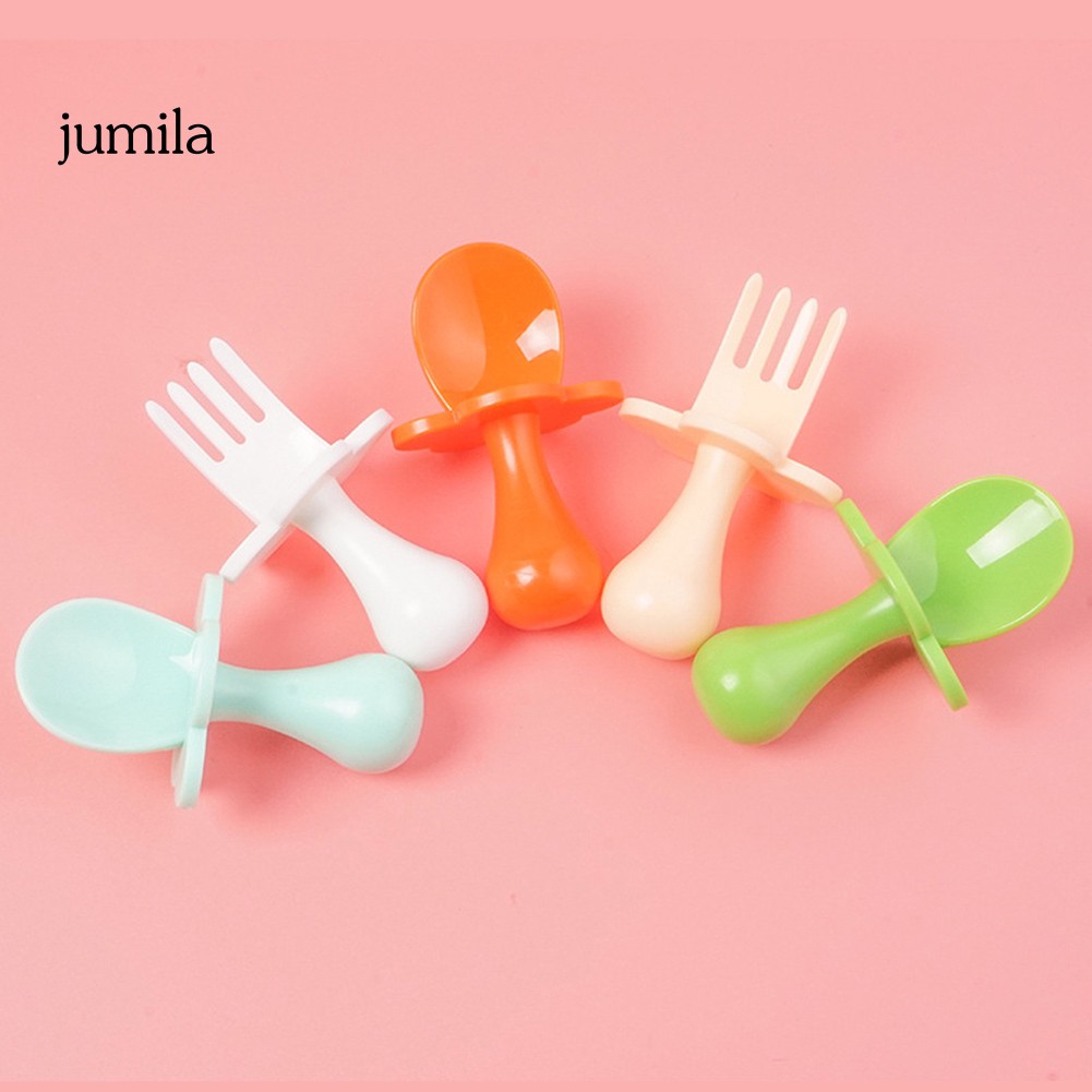 Bộ 2 Muỗng Nĩa Tay Cầm Ngắn Cho Bé