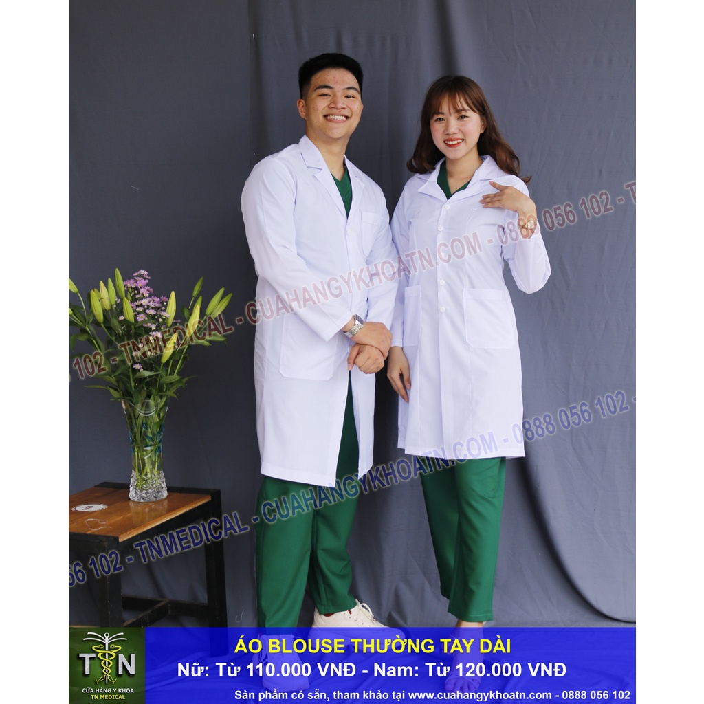 Áo Blouse  Vải Thường Cho Bác Sĩ, Dược Sĩ, Xét Nghiệm - Thương Hiệu TN Medical