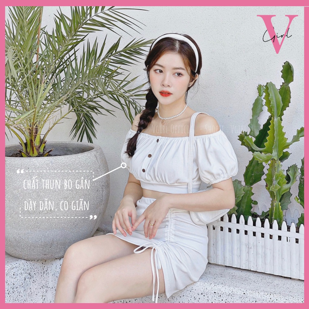 Chân váy rút VGIRL lưng cao dây rút 1 bên ôm body chất bo gân co giãn [ẢNH ĐỘC QUYỀN]