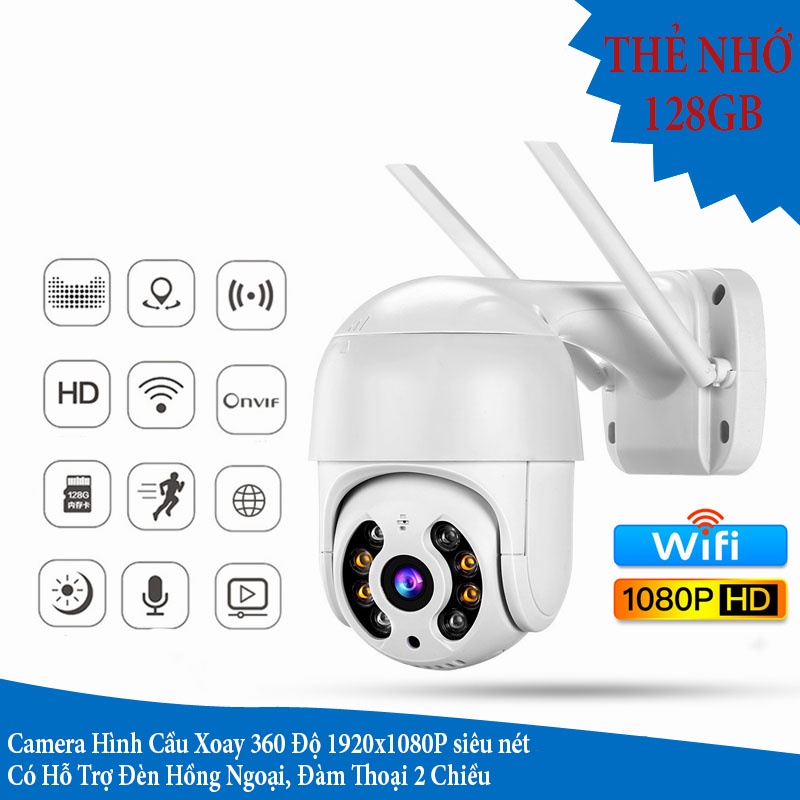 Camera ngoài trời, Camera Hình Cầu Chống Nước Xoay 360 Độ, phát hiện chuyển động trong đêm, siêu nét 4K - BH 1 ĐỔI 1