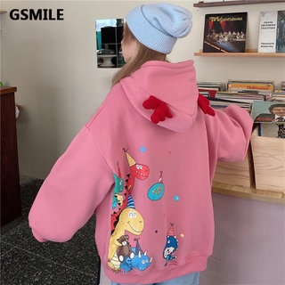 【 Gsmile 】 Hoạt Hình Dễ Thương Xu Hướng Thời Trang Áo Len Dài Tay Dáng Rộng Xu Hướng Thanh Lịch In Hình Quần Áo Nữ