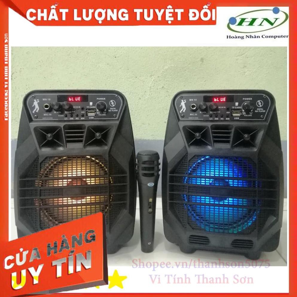 Loa Bluetooth Karaoke Công Suất Cực Lớn, Loa Xach Tay Mini MN-10 Âm thanh chuẩn có chỉnh echo,âm lượng trên loa kèm Mic