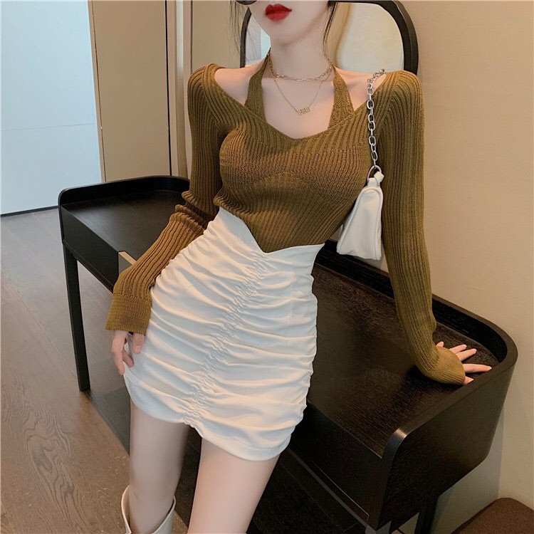 Chân váy nhún ôm lưng cao-kèm ảnh thật