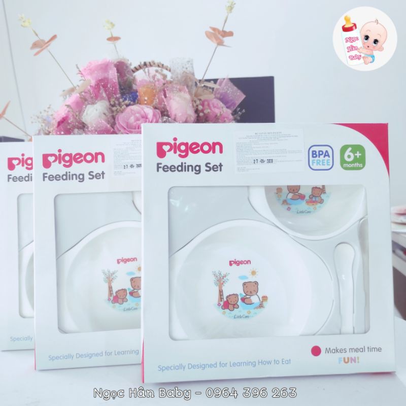 Bộ bát thìa tập ăn Mini Pigeon