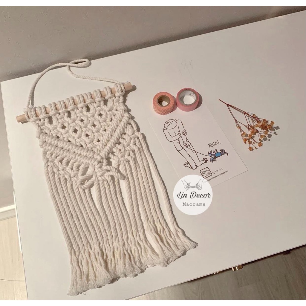Macrame Treo Tường Trang Trí Decor Vintage Hàn Quốc Size 25 x 40cm