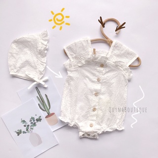 Quần áo trẻ em bodysuit thô trắng hai dây bản to