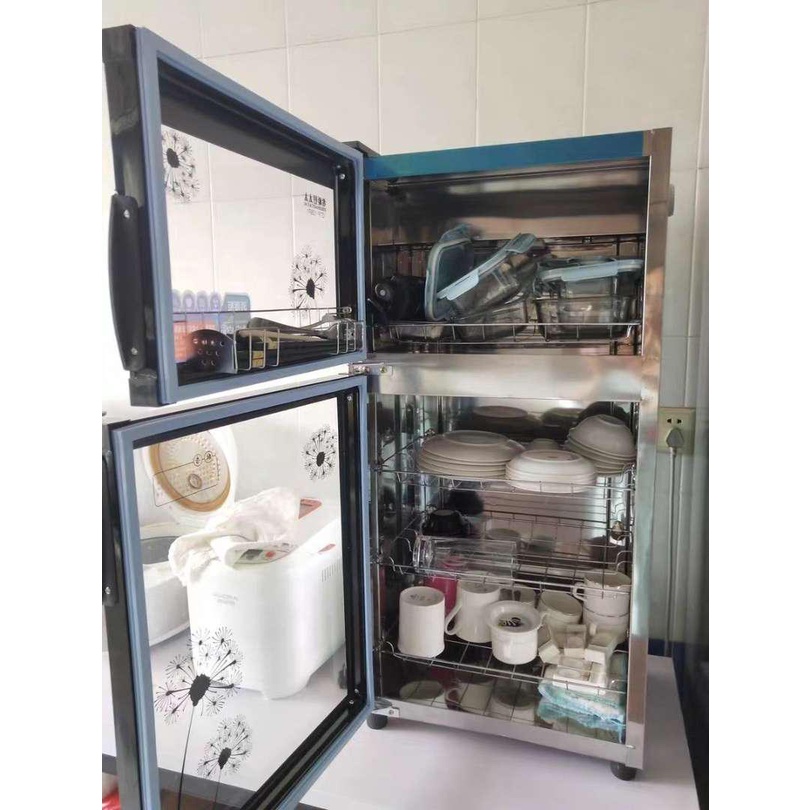 Tủ sấy bát đĩa gia đình dung tích 98L, Máy sấy bát đũa khử trùng 2 tầng riêng biệt, Khử khuẩn ozone, hồng ngoại