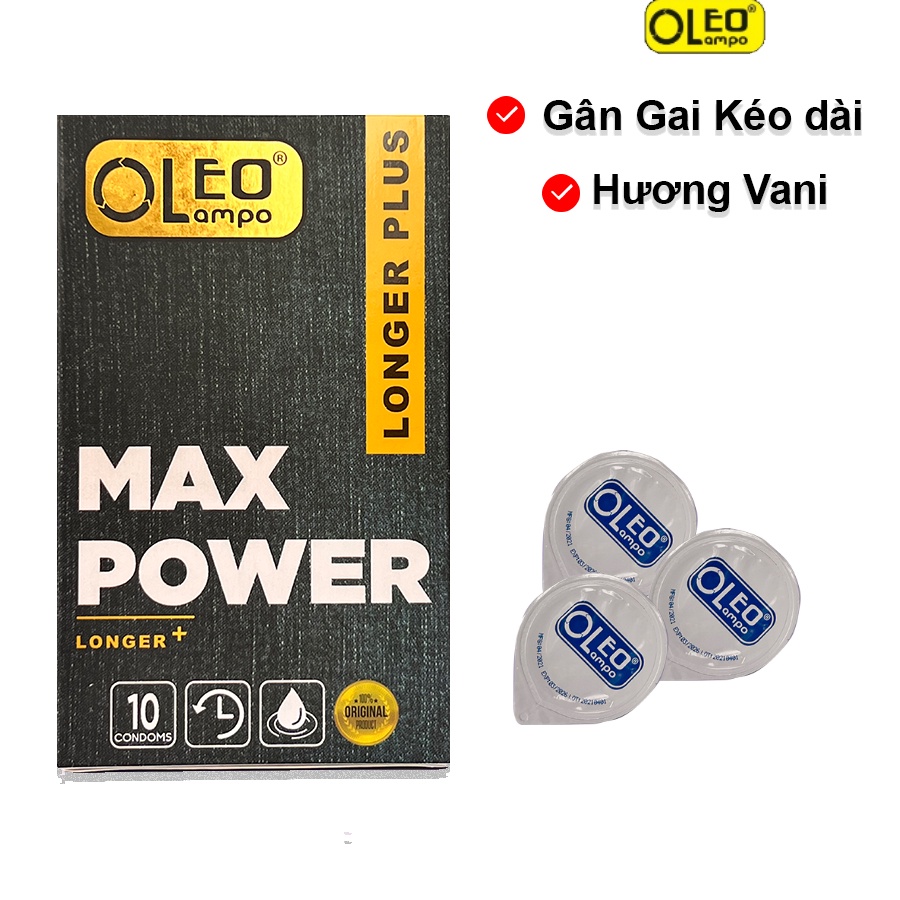 ♨️ MẪu HÓT Hương Vani ♨️ Bao cao su Durex Oleo Max Power 10 bao. Bao Gân Gai dành cho nam nữ muốn kéo dài thời gian QH.