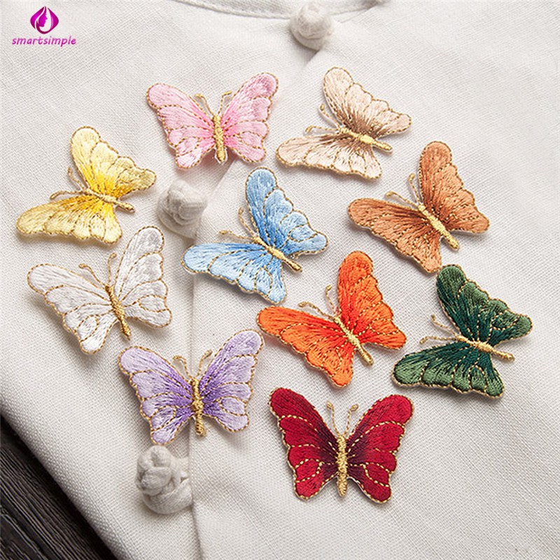 SS 1PC Butterfly Embroidered Patches DIY Fabric Bag Clothes Applique Sew Badge Craft