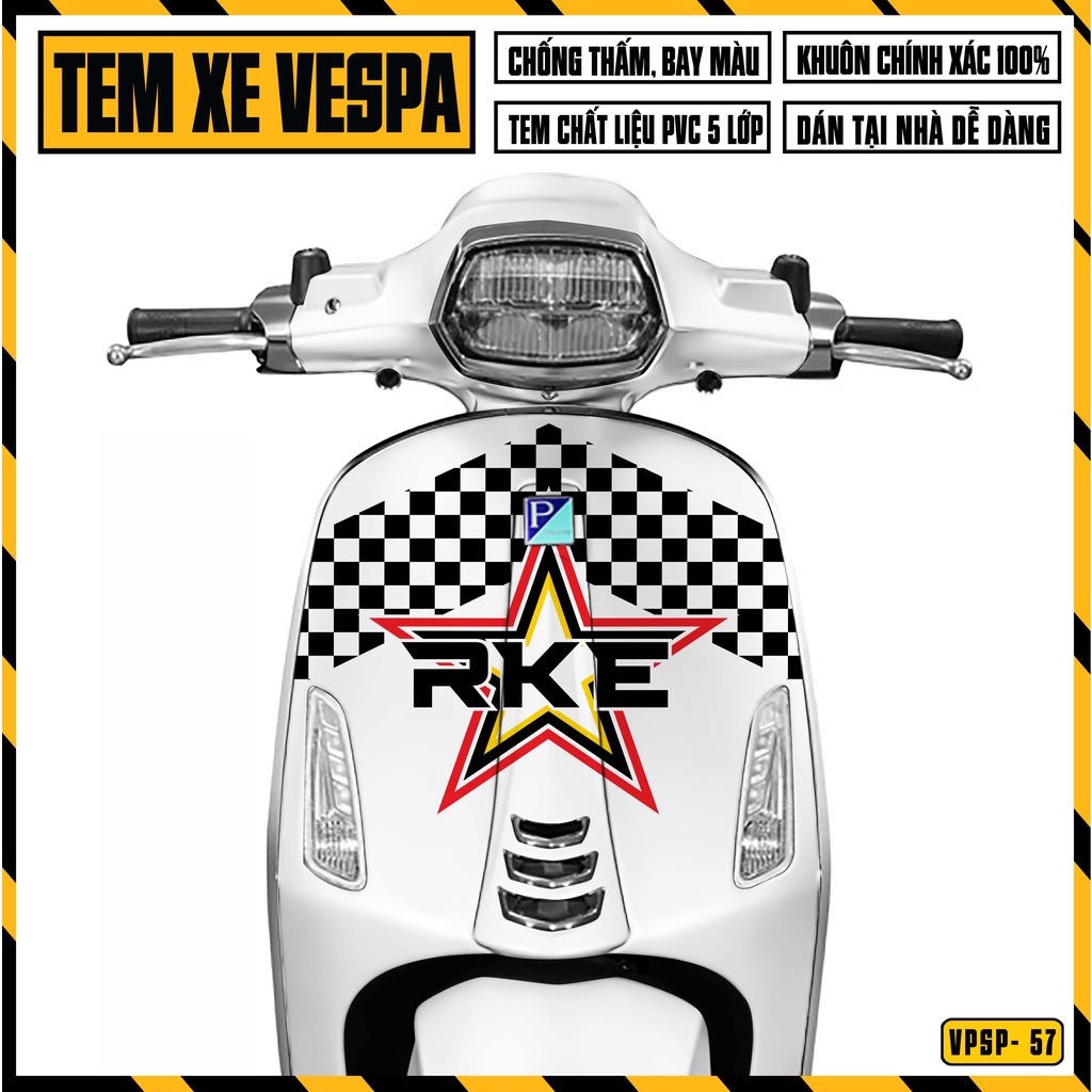 Tem Vespa Sprint / Primavera RKE | VPSP57 | Team Decal Hình Dán Xe Máy Vespa Chống Nước Bền Màu