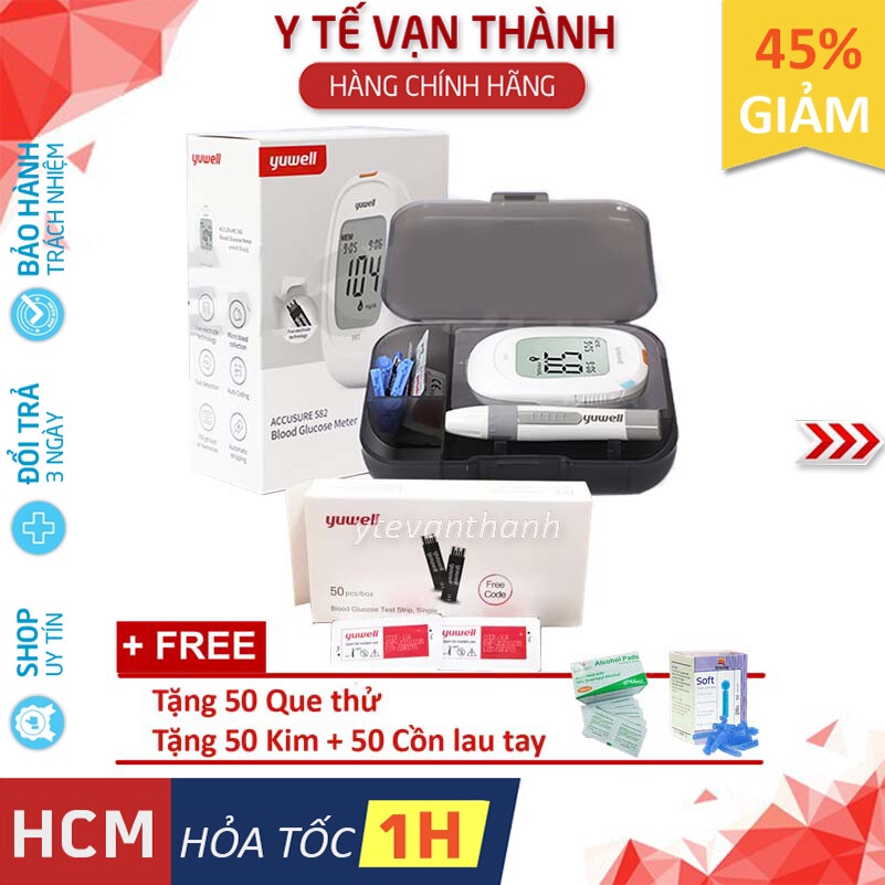 ✅ [TRỌN BỘ] Máy Đo Đường Huyết- Yuwell 582 [+ 50 QUE, 50 KIM, CỒN] -VT0502