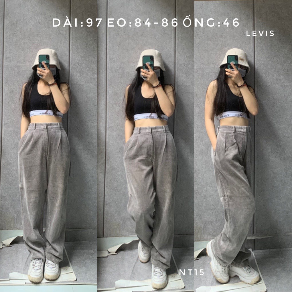 Quần nhung tăm 2hand unisex nam nữ