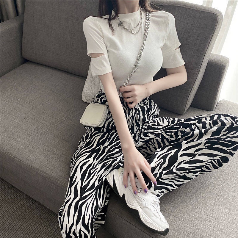 Quần dài IELGY thiết kế ống rộng lưng cao màu nhuộm thời trang mùa hè cho nữ