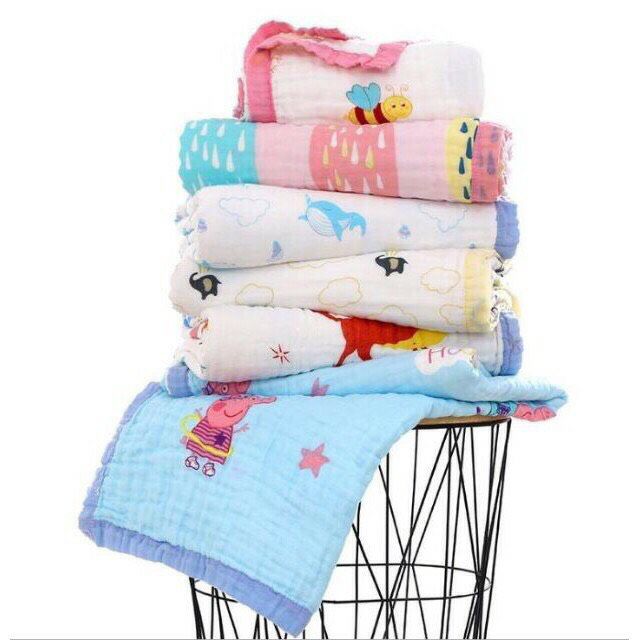 chăn aden cotton bo viền 4 lớp khổ 120 x 120 cm