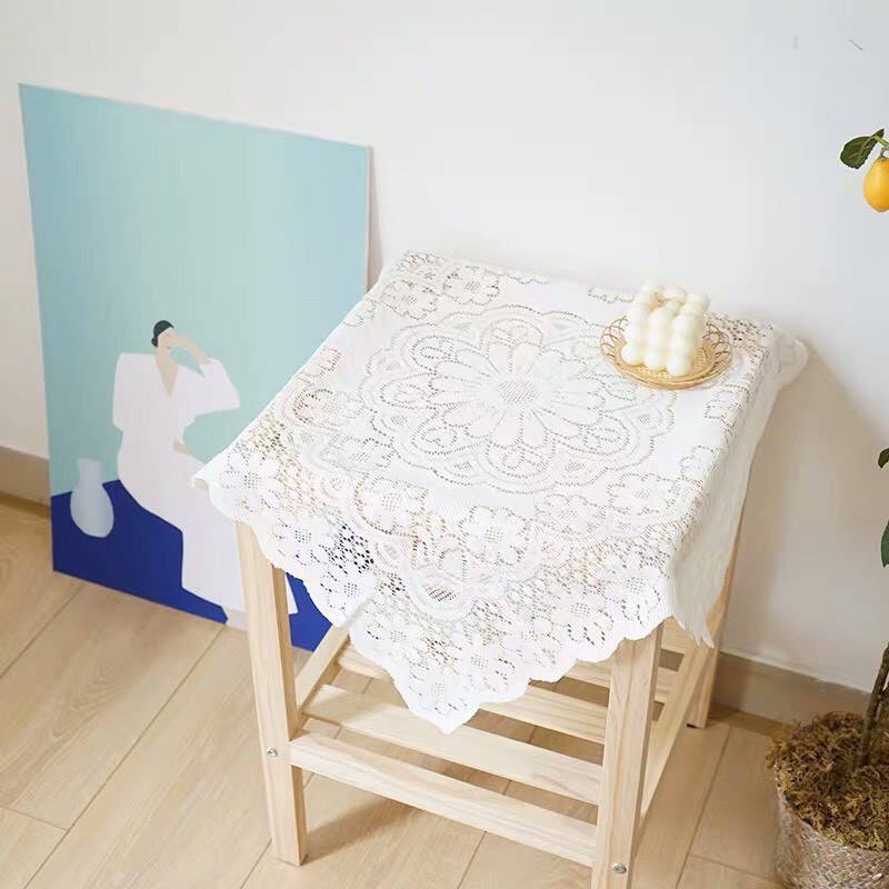 [SẴN] Khăn thêu ren trắng trải bàn, picnic phong cách retro -may.decor- | BigBuy360 - bigbuy360.vn
