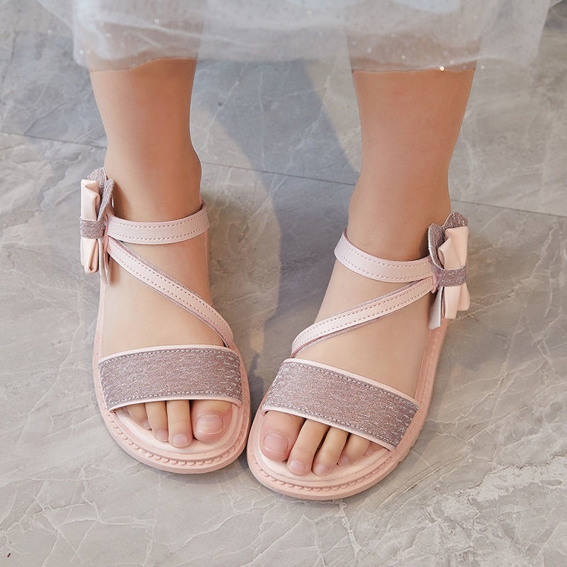 Dép Sandal Bé Gái Từ 2-15 Tuổi Đính Nơ Dễ Thương Đế Êm Chống Trơn Trượt Phong Cách Công Chúa Hàn Quốc D53