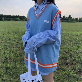 Order set áo sơ mker + áo gile len ulzzang có ảnh thật