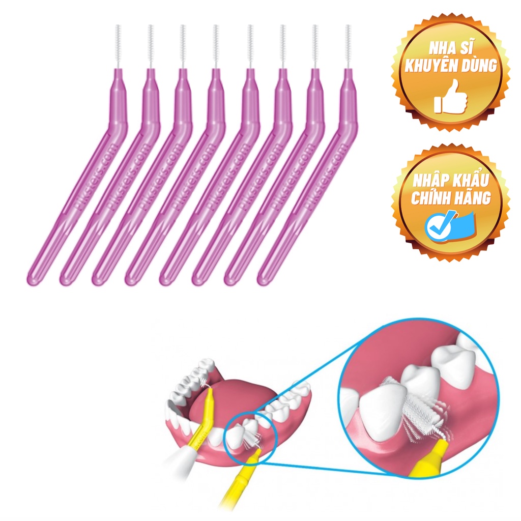 [NHẬP KHẨU CHÍNH HÃNG] Tăm xỉa kẽ bẻ góc bàn chải kẽ bẻ góc cao cấp Piksters Úc