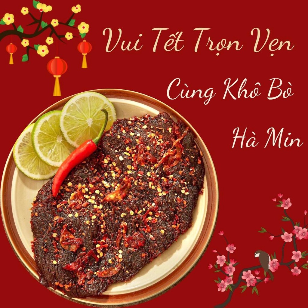 Khô Bò Miếng Mềm Khô Bò 300gr Loại Đặc Biệt Làm 100% Từ Lõi Thăn Bò Chất Lượng Không Chất Bảo Quản Hà Min