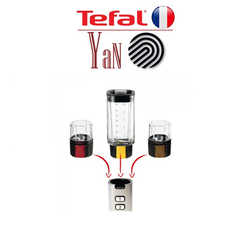 Máy xay sinh tố mini để bàn 3 cối thủy tinh 0.6L Tefal BL142A42 300W - Hàng chính hãng