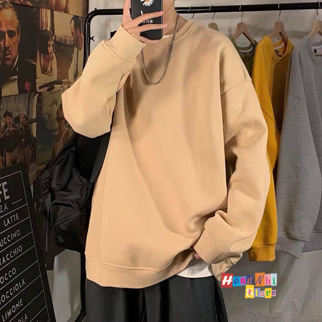 ÁO SWEATER TRƠN CHẤT NỈ LÓT BÔNG MÀU NUDE - SWEATER UNISEX - MM | BigBuy360 - bigbuy360.vn