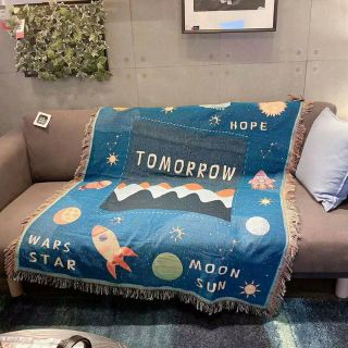 Thảm sofa, chăn phủ sofa vũ trụ xanh 130*170