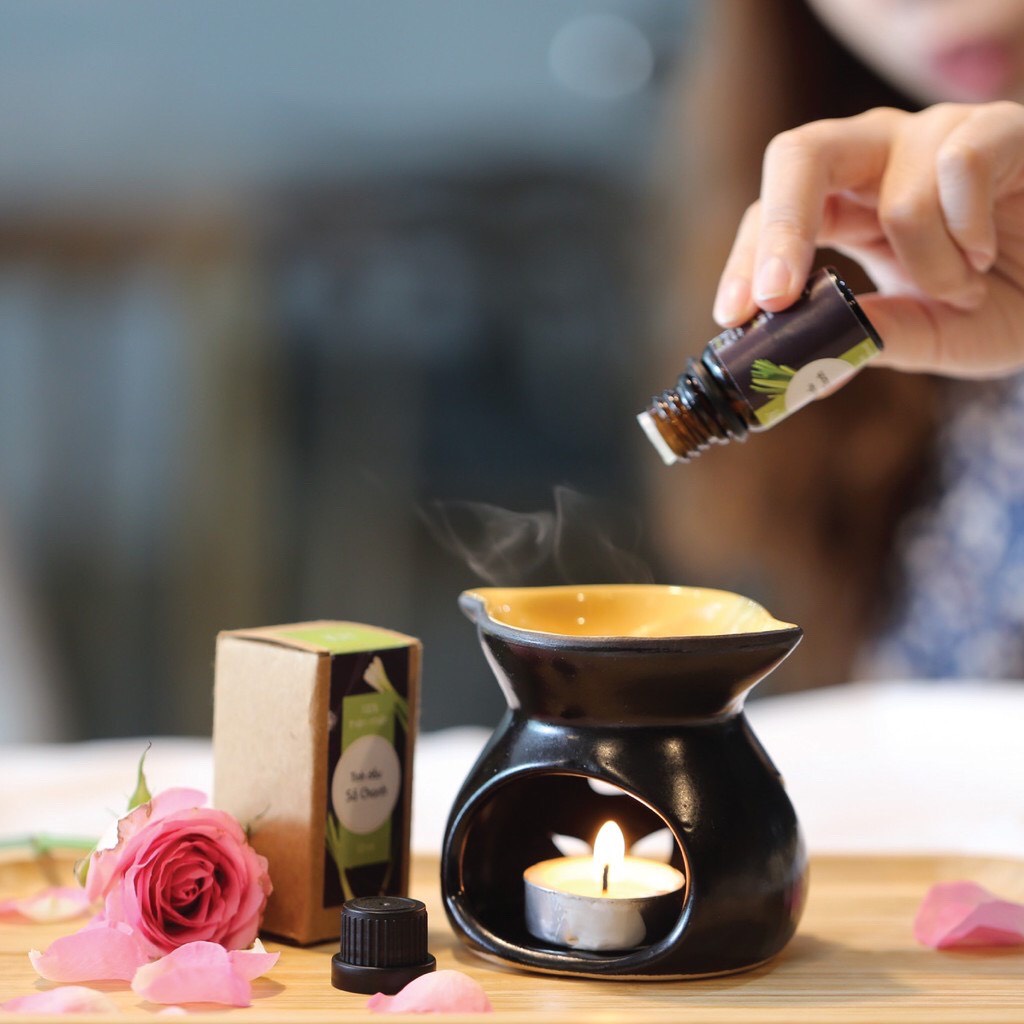Đèn xông tinh dầu dùng nến gốm sứ BÁT TRÀNG ẤM TRÀ