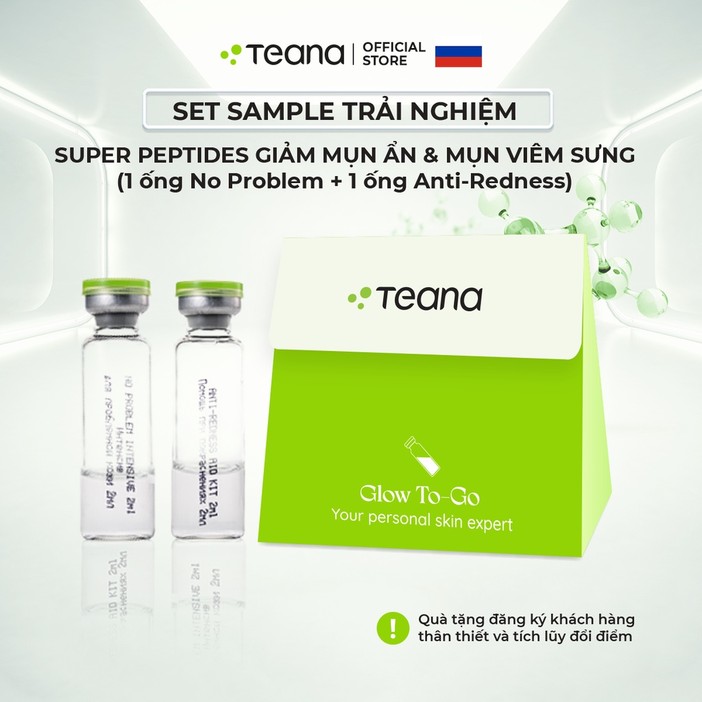 Set sample trải nghiệm Teana super peptides giảm mụn ẩn, mụn viêm sưng
