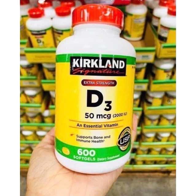 [Chỉ Bán Hàng Mỹ ]Vitamin D3 D 50mcg (2000IU) Kirkland chai 600 viên date Mới[Bao Check][Bao dùng]