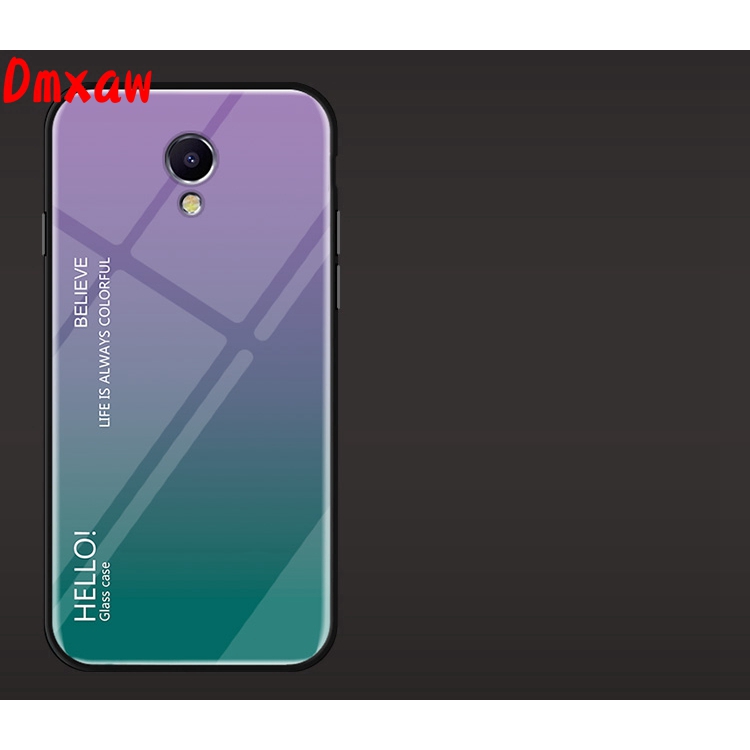 Ốp điện thoại kính cường lực cứng viền mềm màu gradient cho MEIZU X8 V8 M6T M5 NOTE M5 M5S NOTE 6 8 M8C