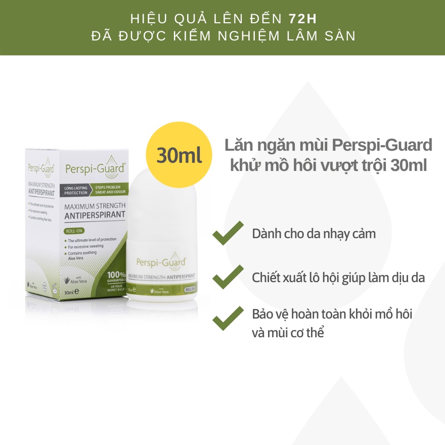 Lăn khử mùi Perspi-Guard Maximum Strength Antiperspirant 30Shine phân phối chính hãng khử mùi cơ thể ngăn mồ hôi