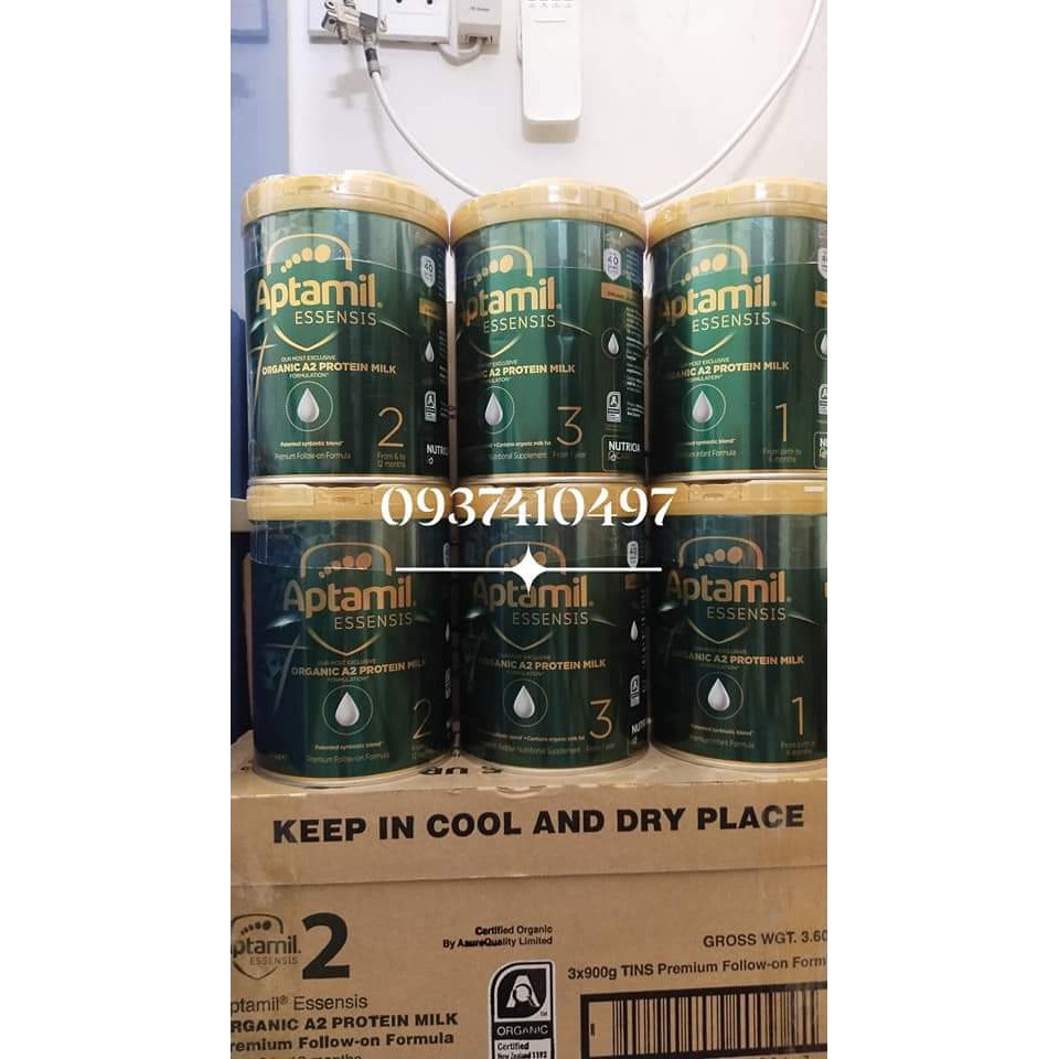 Date mới-Sữa Aptamil Essensis Organic DÒNG CAO CẤP 900g Úc số 1 2 3 cho bé