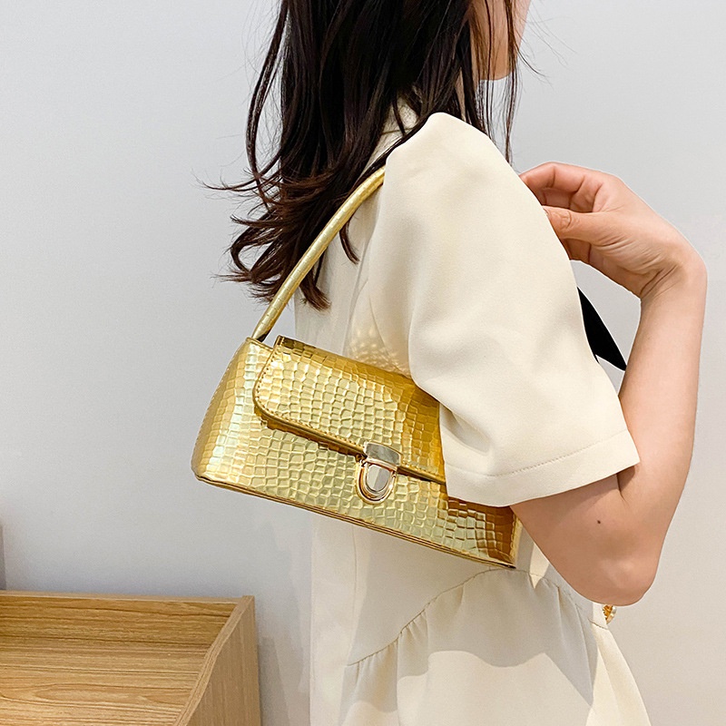 IELGY Túi Đeo Vai Có Khóa Họa Tiết Đá Phong Cách Hàn Quốc Cho Nữ