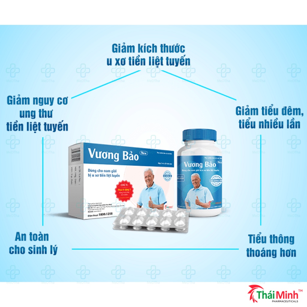 Vương Bảo - Hỗ trợ giảm kích thước u xơ tiền liệt tuyến, giảm triệu chứng tiểu buốt, tiểu rắt
