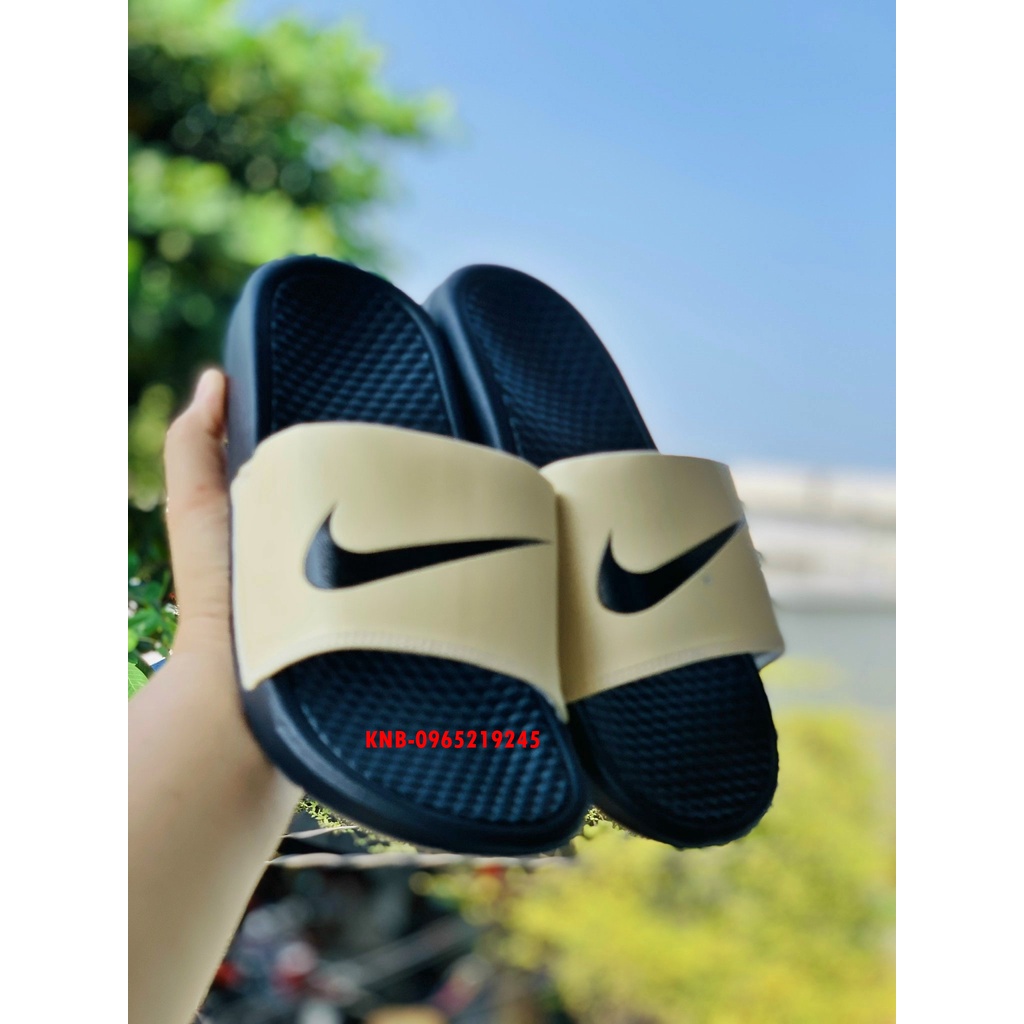 Dép nike nam nữ, dép quai ngang nam nữ unisex nike benassi ❤️FREESHIP + Hộp❤️ màu đen quai vàng